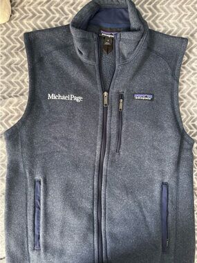 Patagonia Navy Heather Fleece Vest with Michael Page Embroidery